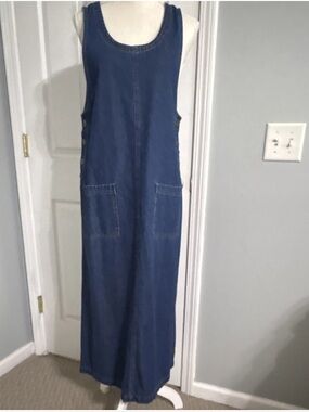 original ty wear denim dress Original TY Wear Denim Jumper Dress Women's Blue Sleeveless Cotton Size 10P